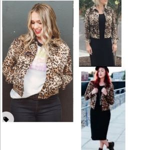 LuLaRoe Kenny denim jacket, leopard cheetah print - NWT